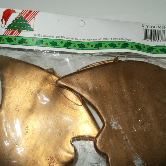 2 Pair Gold Venetian Mask Christmas Ornaments - Picture 3 of 3